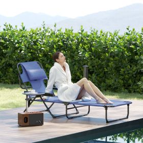 Folding Lounge Chair W Reclining Back, Gray