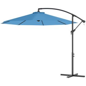 10 Cantilever Tilt Offset Patio Umbrella W UV & Water Safe Material & Cross Base Weight Not Included, Blue