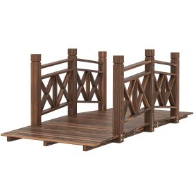 5 Ft. Wooden Garden Bridge Footbridge For Ponds, Creeks, Streams, Carbonized