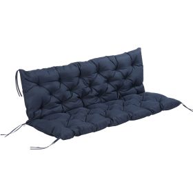Outsunny Outdoor Seat Pads 3 Seater Bench Swing Chair Replacement Cushions Backrest Dark Blue