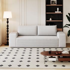 71" 3Setaser Sofa,Corduroy Fabric,Deep Seat Couches,Comfy Loveseat Sofa,No Assembly,1pcs for Living room, Bedroom,Conference room ,Apartment,Whit
