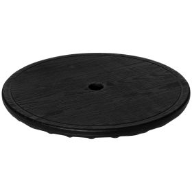 Outsunny 20" Umbrella Table Tray Portable Round Table Top for Beach, Patio, Garden, Swimming Pool, Deck, Black