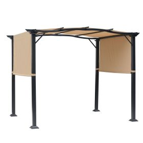 Outsunny Retractable Pergola Canopy 8 x 10 Steel Frame Polyester Fabric Gazebo with Top Cover Shade Awning for Outdoor